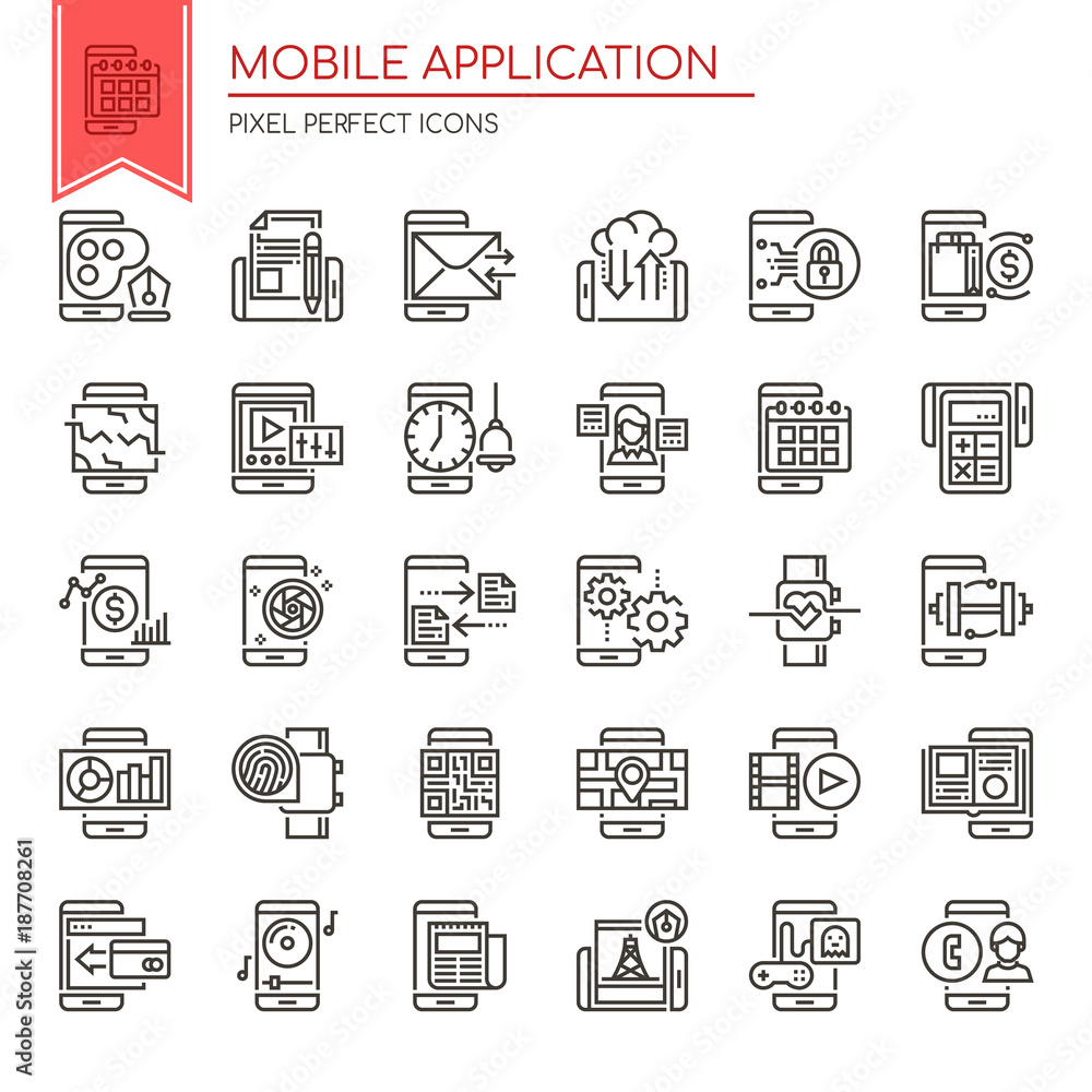 Mobile Application , Thin Line and Pixel Perfect Icons.