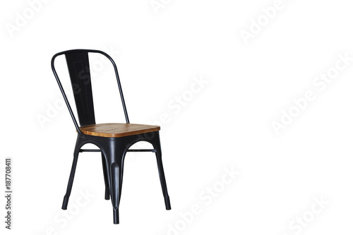 Steel chair with light wood