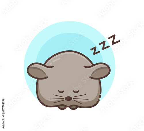 Chinchilla pet icon. Sleepy small animal, dozing.