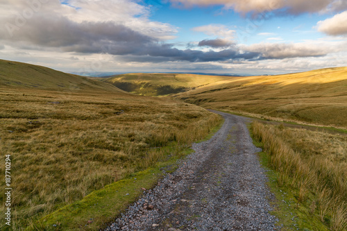 Landscape in the Brecon Beacons National Park on the way to Llyn y Fan Fach in Carmarthenshire, Dyfed, Wales, UK