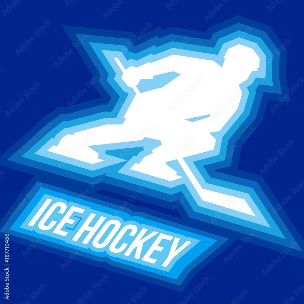 Player with hockey-stick rides fast on skates Player with hockey-stick rides fast on skates