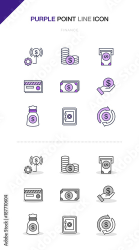 Finance line icon set