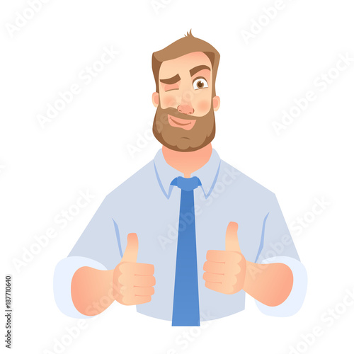 Businessman show thumb up