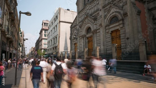 Mexico city Zocalo walkway time lapse