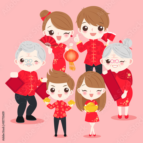 family with chinese new year