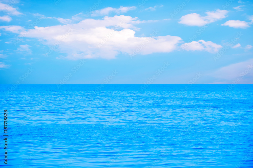 Water and sky in blue color at sea for background