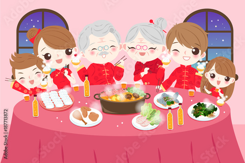family with chinese new year