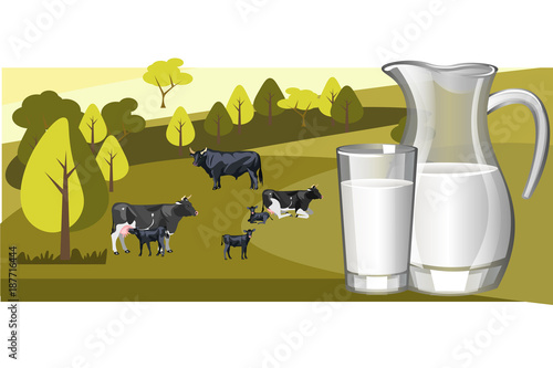 Fresh natural milk with cow