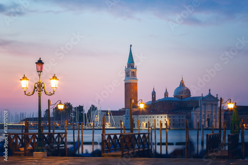 Grand Canal against  background of church San Giorgio Maggiore in sunrise, Venice, Italy