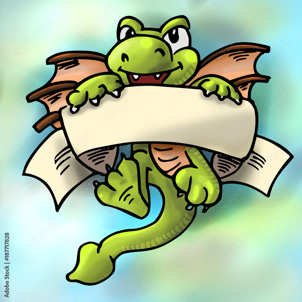 Obraz premium Illustratie felle kleuren draak