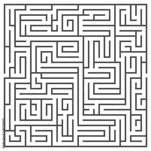 Square maze isolated on white background. Medium complexity.