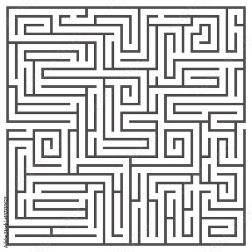 Square maze isolated on white background. Medium complexity.