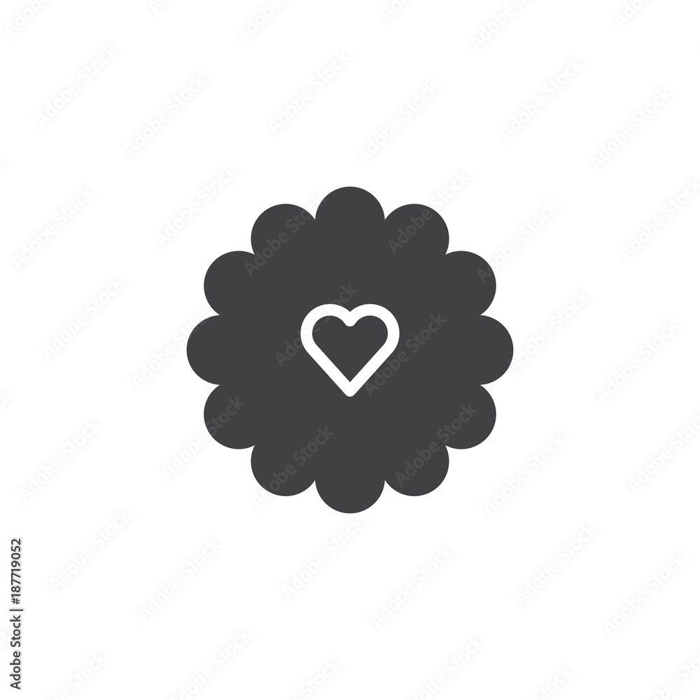 Flower with love heart icon vector, filled flat sign, solid pictogram isolated on white. Symbol, logo illustration. Flower with love heart icon vector, filled flat sign, solid pictogram isolated on white. Symbol, logo illustration.