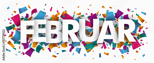 Februar mit buntem Konfetti