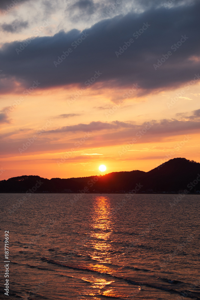 The sunset scenery was filmed in Taean-gun , South Korea