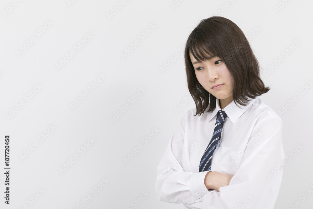 悩む女子高生 悩む女子高生