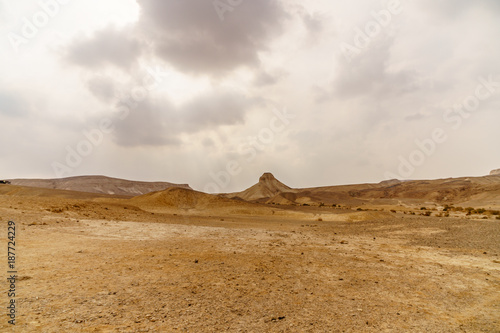 Beautiful nature desert in dry judean picturesque wilderness. Outdoor scenic landscape