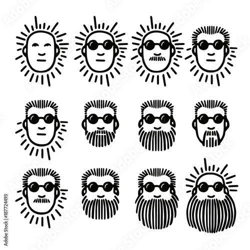 Set of caricature man faces