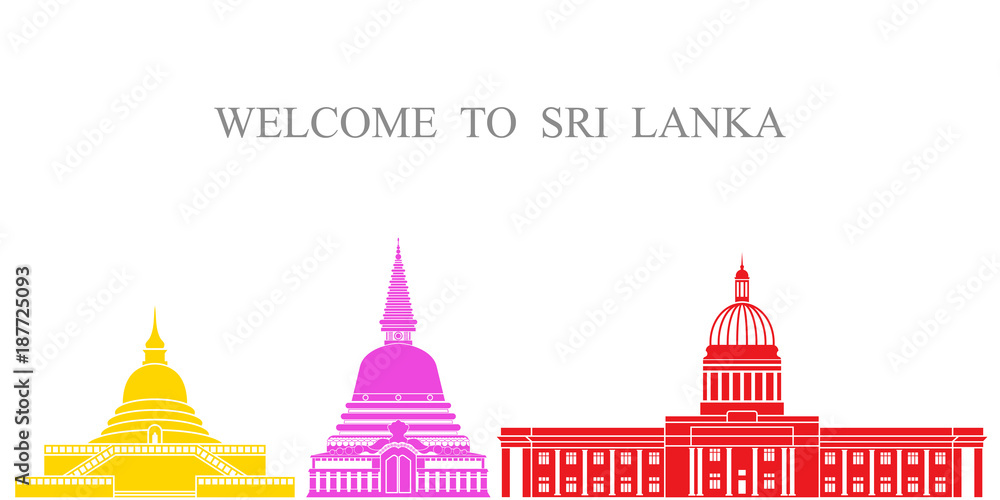 Sri Lanka set. Isolated Sri Lanka architecture on white background