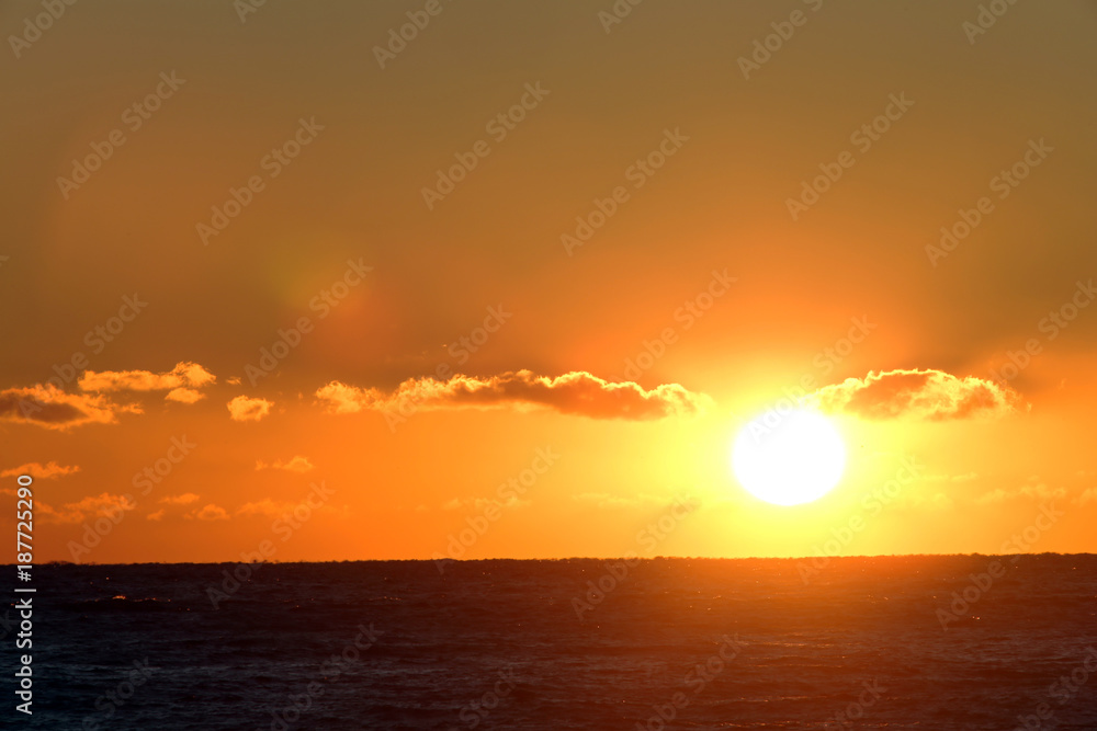 fiery sunset over the sea