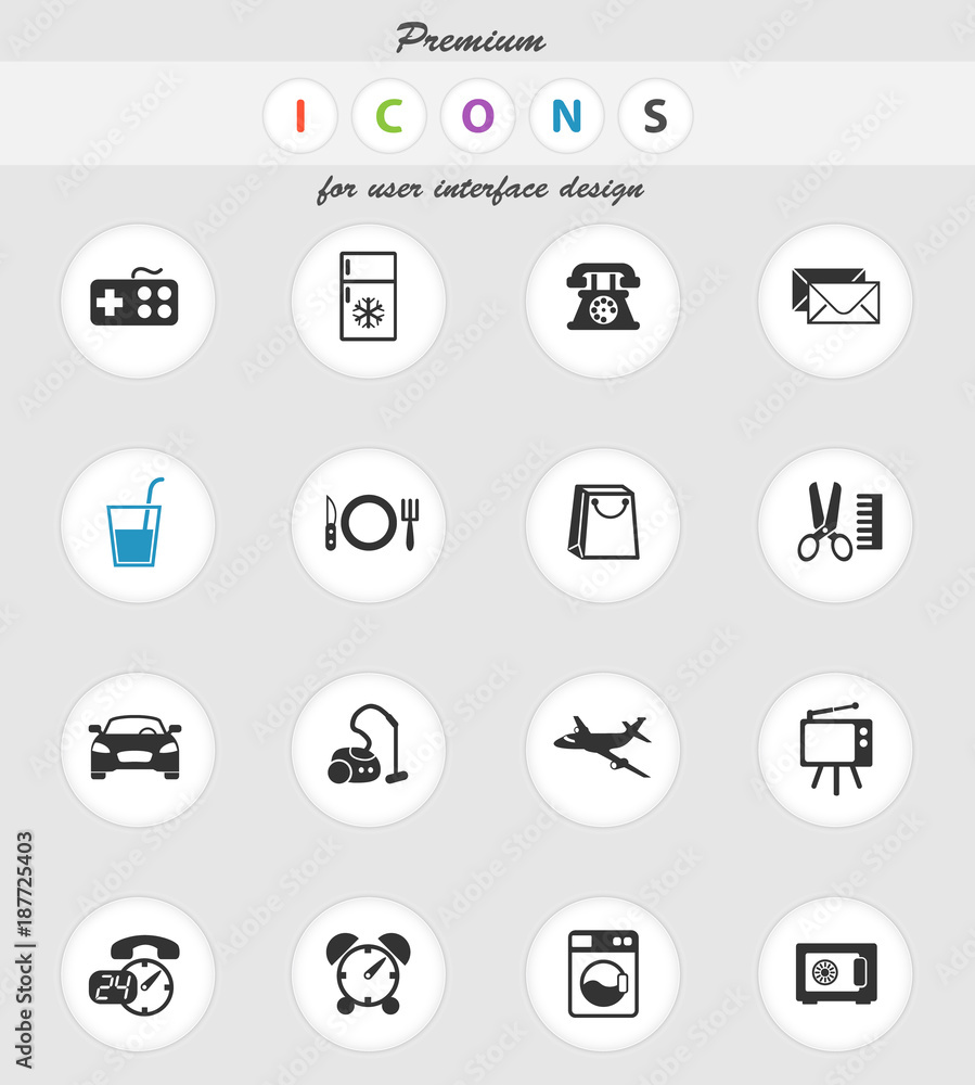 hotel room service icon set