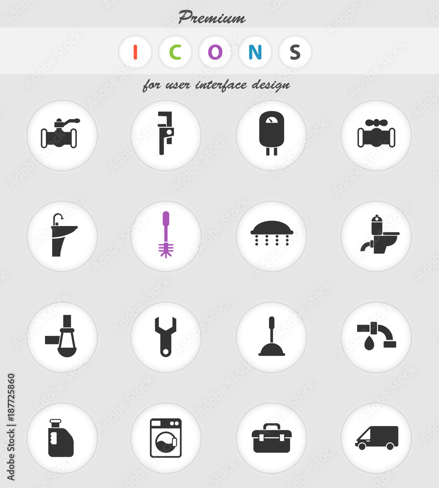 plumbing service icon set