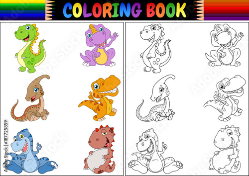 Coloring book with dinosaur cartoon collection © dreamblack46