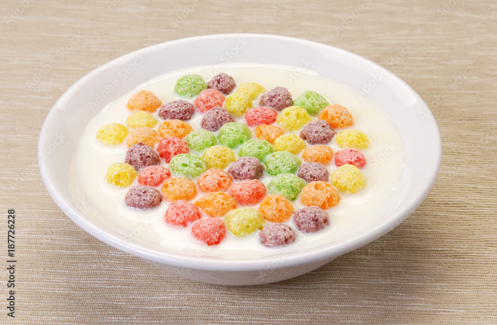 Milk with cereals balls crisp for breakfast Milk with cereals balls crisp for breakfast