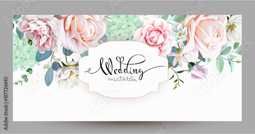 Wedding invitation with roses 3