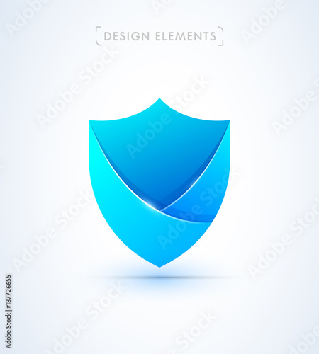 Shield protection illustration. Safety logo icon. Material design flat style. Anti virus