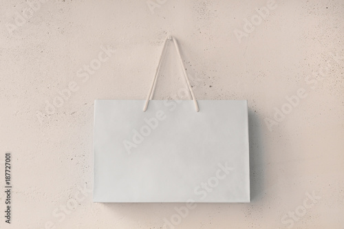 Mock up of white paper bag, blank craft package