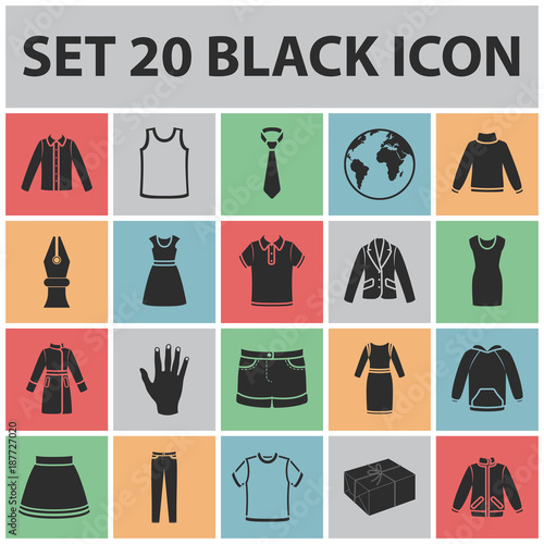 Different kinds of clothes black icons in set collection for design. Clothes and style vector symbol stock web illustration.