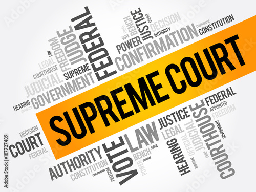 Supreme Court word cloud collage, social concept background