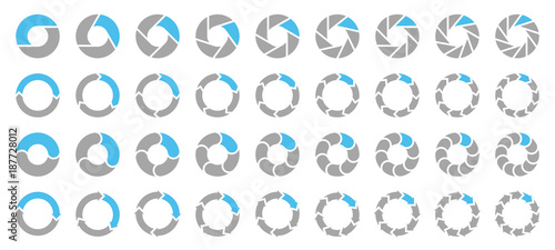 Square Set Pie Charts Arrows Grey/Blue