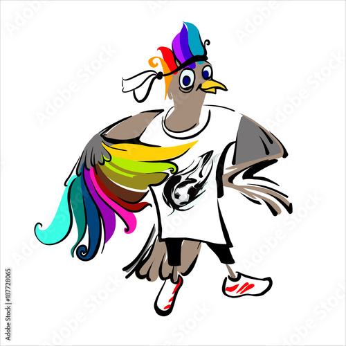 Colorful bird. Soccer talisman. 