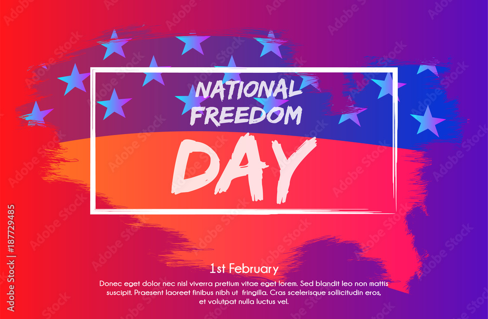 Creative illustration with trendy gradient effect, poster or banner of National Freedom Day! - February 1st. with USA map as flag background. Creative illustration with trendy gradient effect, poster or banner of National Freedom Day! - February 1st. with USA map as flag background.