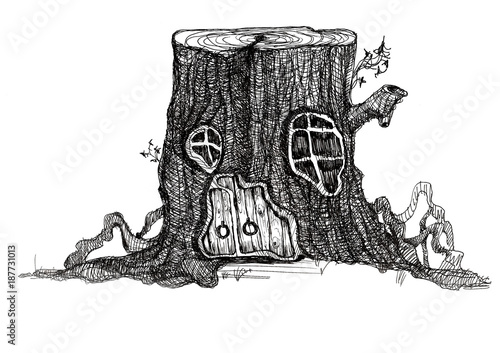 fairy-tale house in a tree stump
