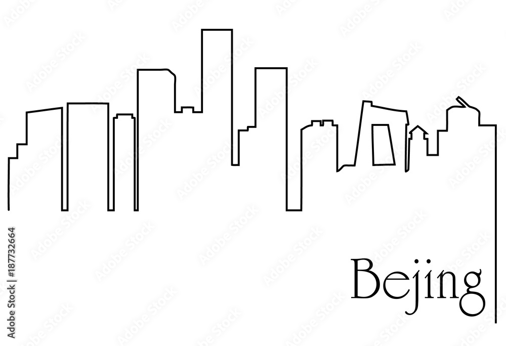 Bejing  city one line drawing background