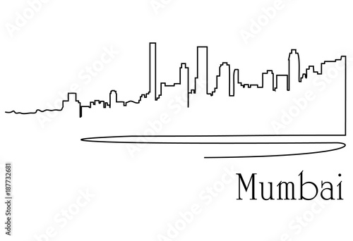 Mumbaj city one line drawing background