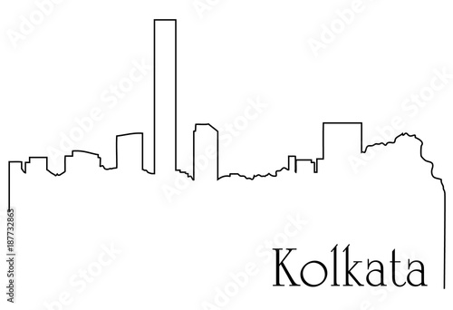 Kolkata city one line drawing background