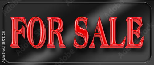 Stock Illustration - Bold Text FOR SALE, 3D Illustration, Colored Background.