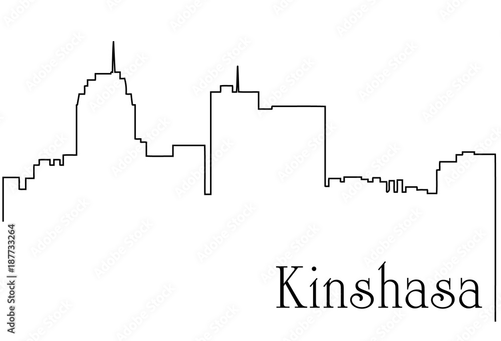 Kinshasa city one line drawing background