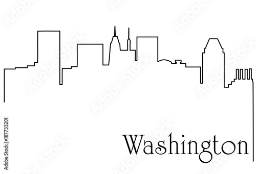 Washington city one line drawing background