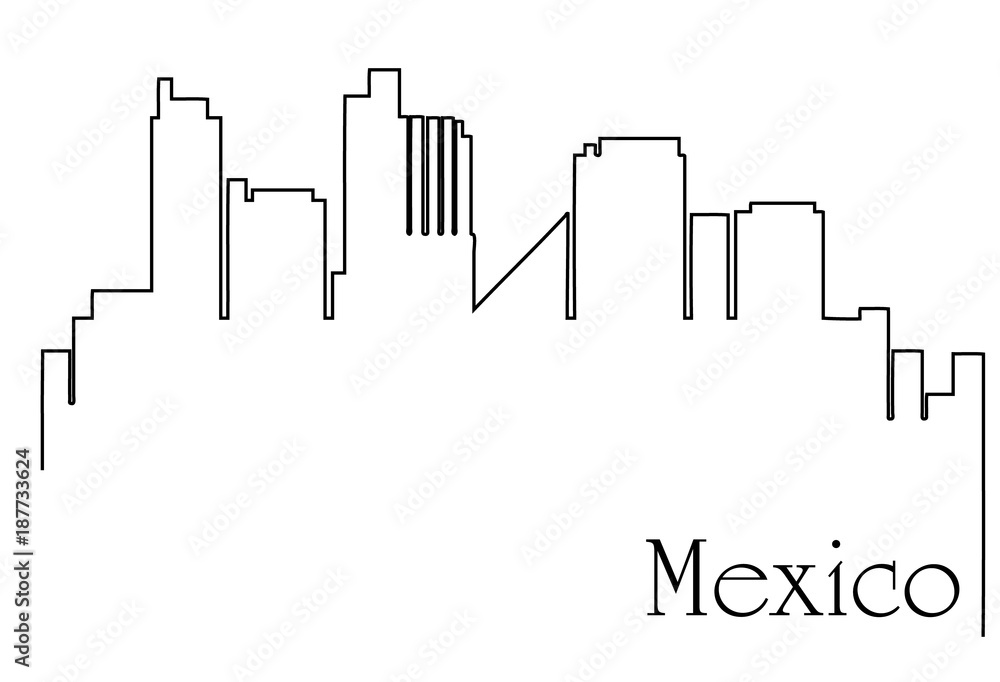 Mexico city one line drawing background Mexico city one line drawing background