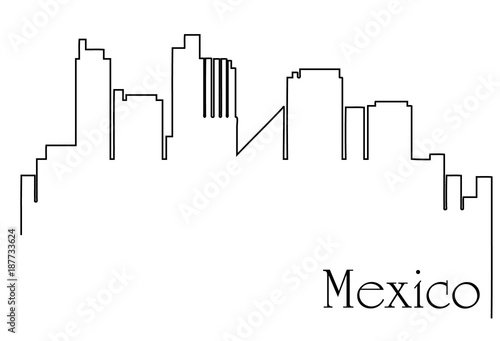 Mexico city one line drawing background