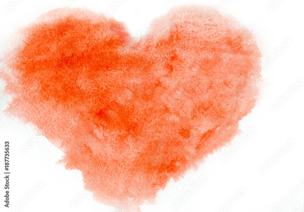 red heart watercolor, Valentine Day