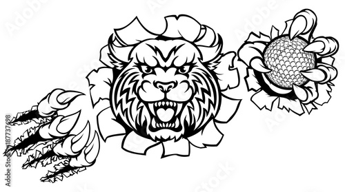 Wildcat Holding Golf Ball Breaking Background