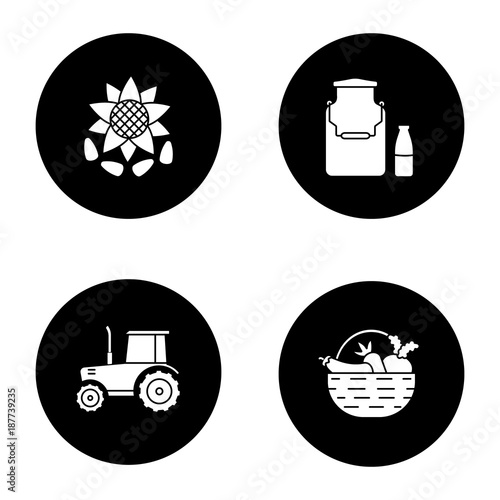Agriculture glyph icons set