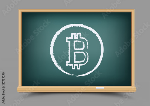 drawing bitcoin school blackboard