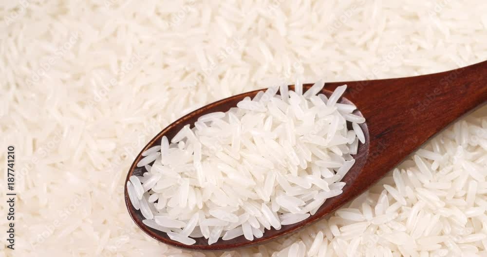 White rice and spoon White rice and spoon